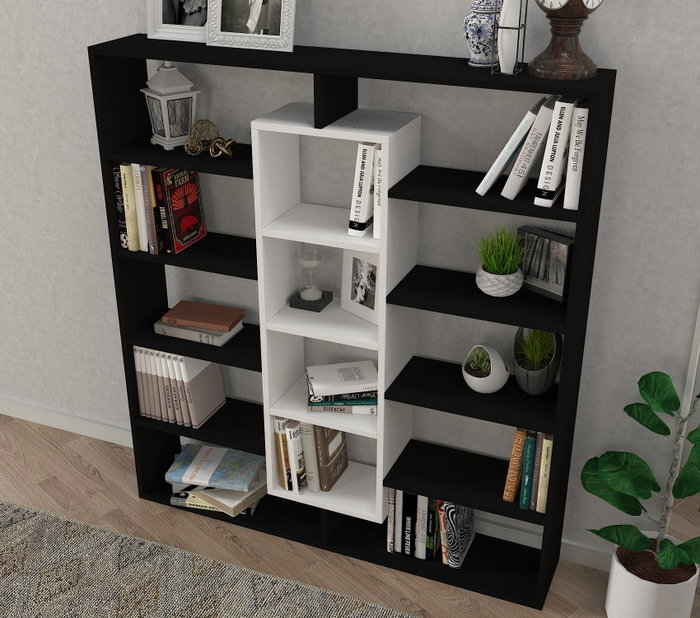 Hanah Home Ample Estantería Blanco y Negro Hanah Home Ample Estantería Blanco y Negro